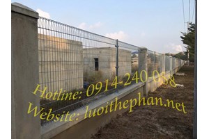 Hàng rào lưới thép bẻ đầu bắt cột bê tông